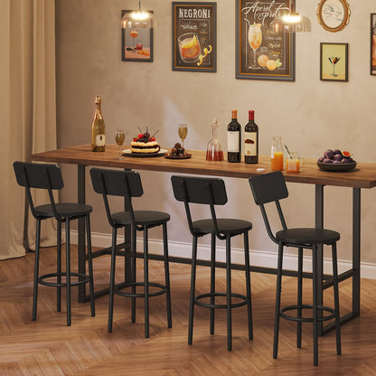 HOOBRO Black 25.2-inch Round Bar Stools with Backrest /2PICS