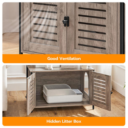 HOOBRO Wooden Cat Tree with Litter Box Enclosure