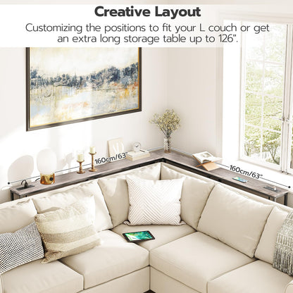 HOOBRO 63-inch Narrow Console Table with Charging Station