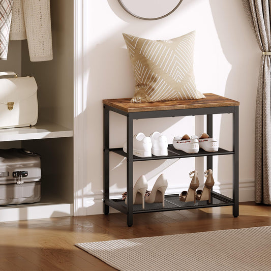 HOOBRO 3-Tier Industrial Shoe Rack with Mesh Shelves