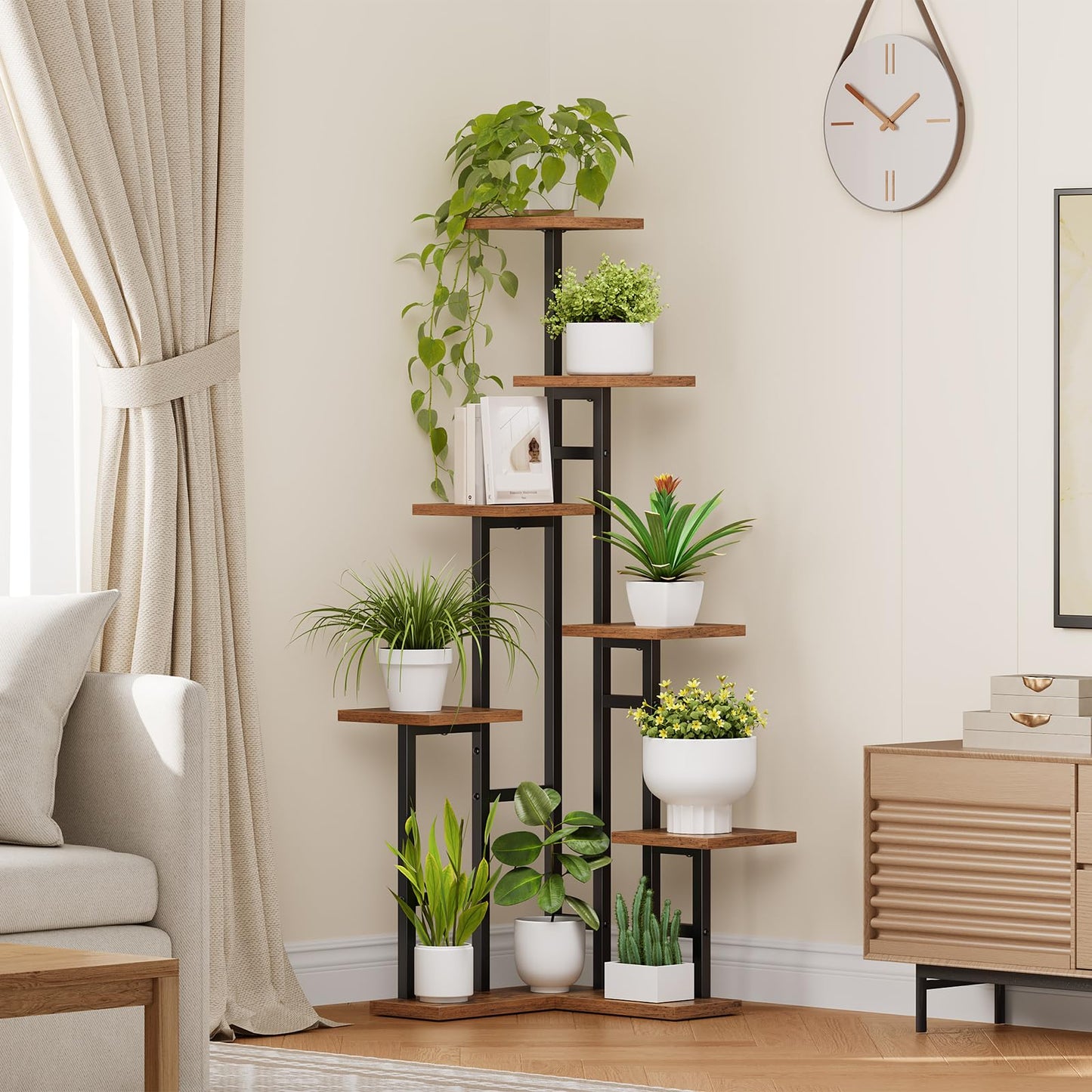 HOOBRO 7-Tier Indoor Corner Plant Stand