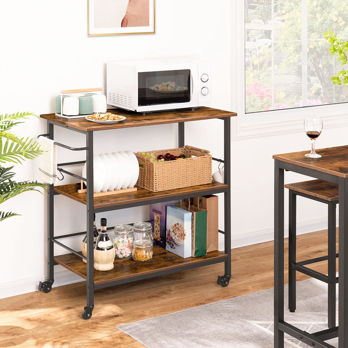 HOOBRO 3-Tier Kitchen Island with Storage