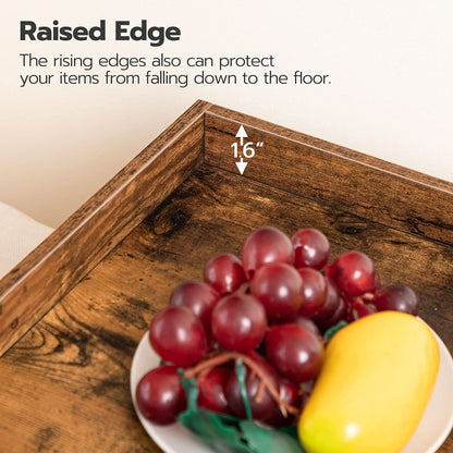 HOOBRO Retro Brown TV Tray Table with Detachable Tray