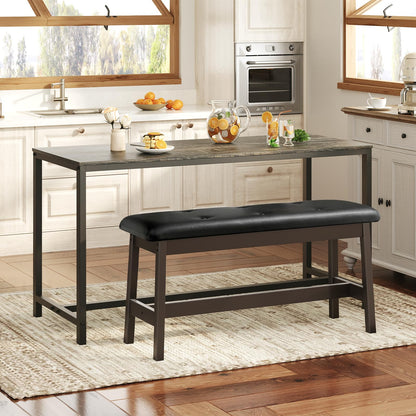 HOOBRO PU Leather Upholstered Bamboo Dining Bench