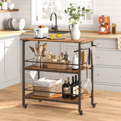 HOOBRO 3-Tier Kitchen Island with Storage
