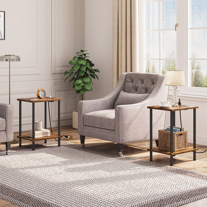 HOOBRO Side Tables with Charging Station / 2 PICS