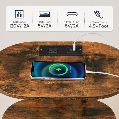 HOOBRO Narrow End Table, with Charging Station, Nightstand for Home