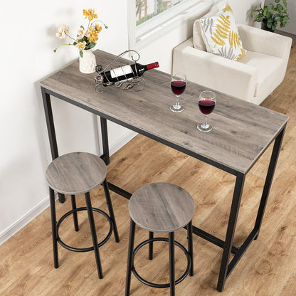 HOOBRO Greige Round Bar Stools with Footrests / 2PICS