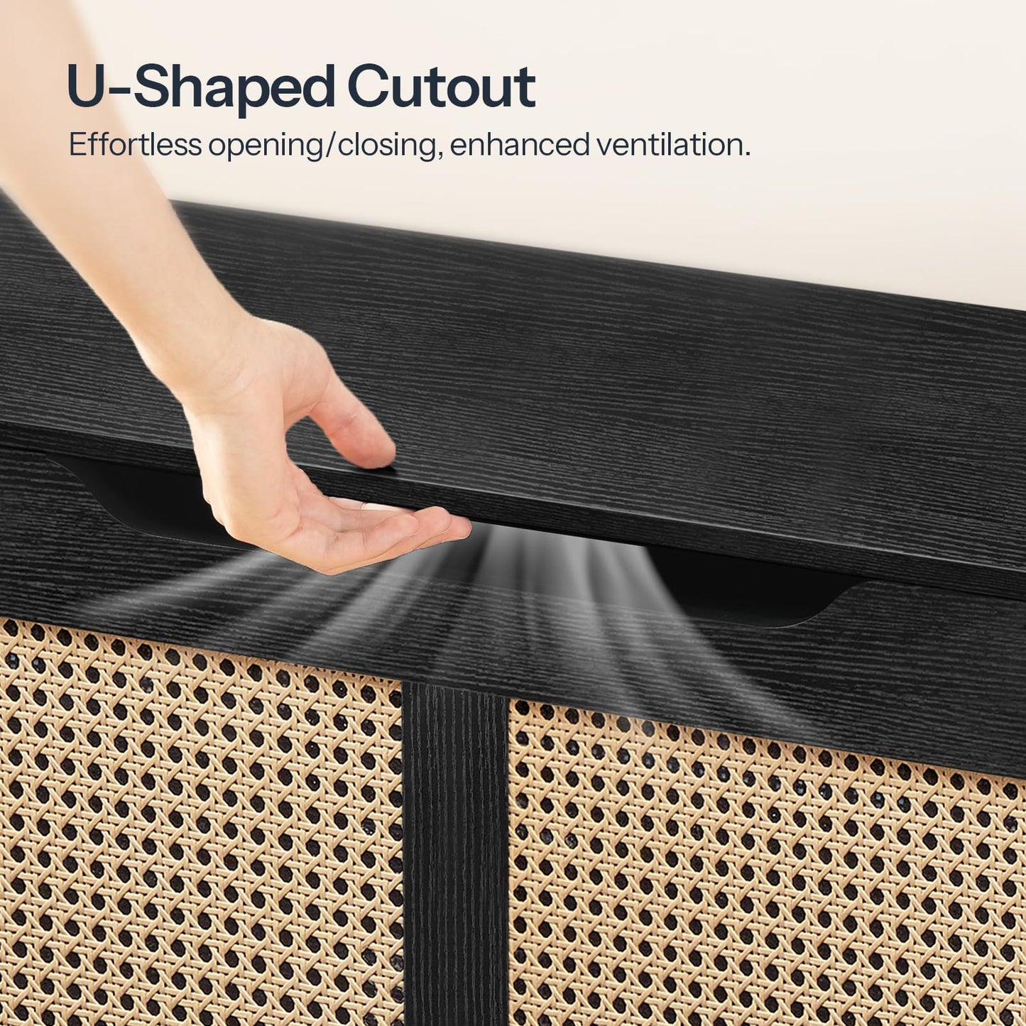 HOOBRO 43.3-inch Rattan Style Storage Bench & Toy Box