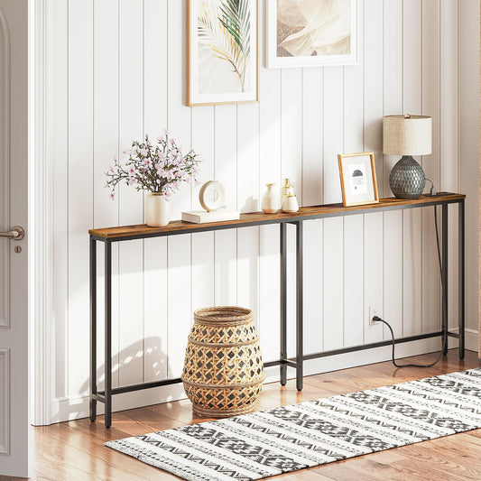 HOOBRO 78.7-inch Narrow Console Table with Charging Station