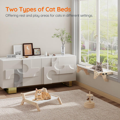 HOOBRO Cat Window Perch & Cat Bed Set of 2 for Window & Floor