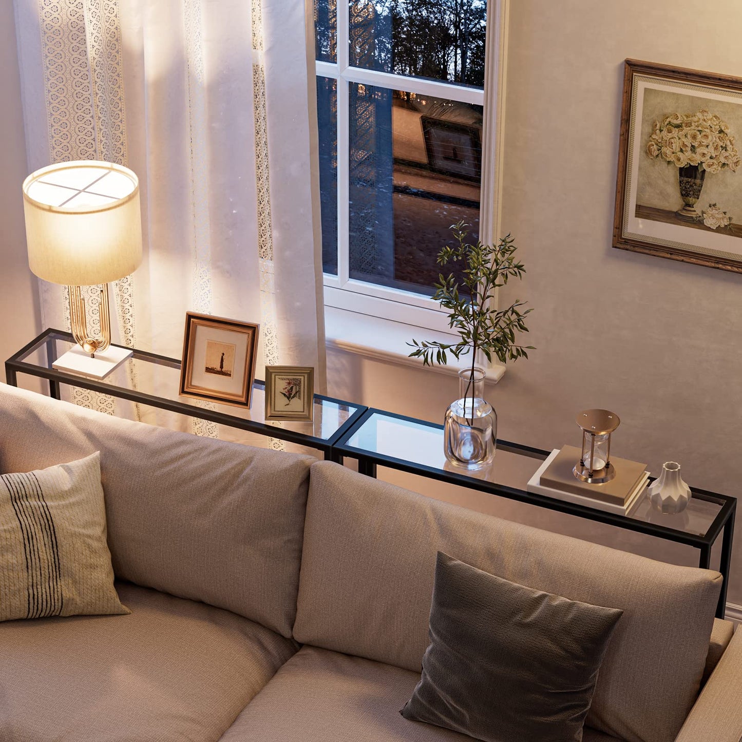 HOOBRO 39.4 inch Metal Frame Entryway Console Table