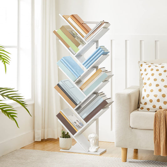 HOOBRO 9-Tier Floor-Standing Wooden Tree Bookshelf