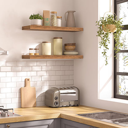 HOOBRO Retro Brown 23.6-inch Wall-Mounted Shelf / 2PICS