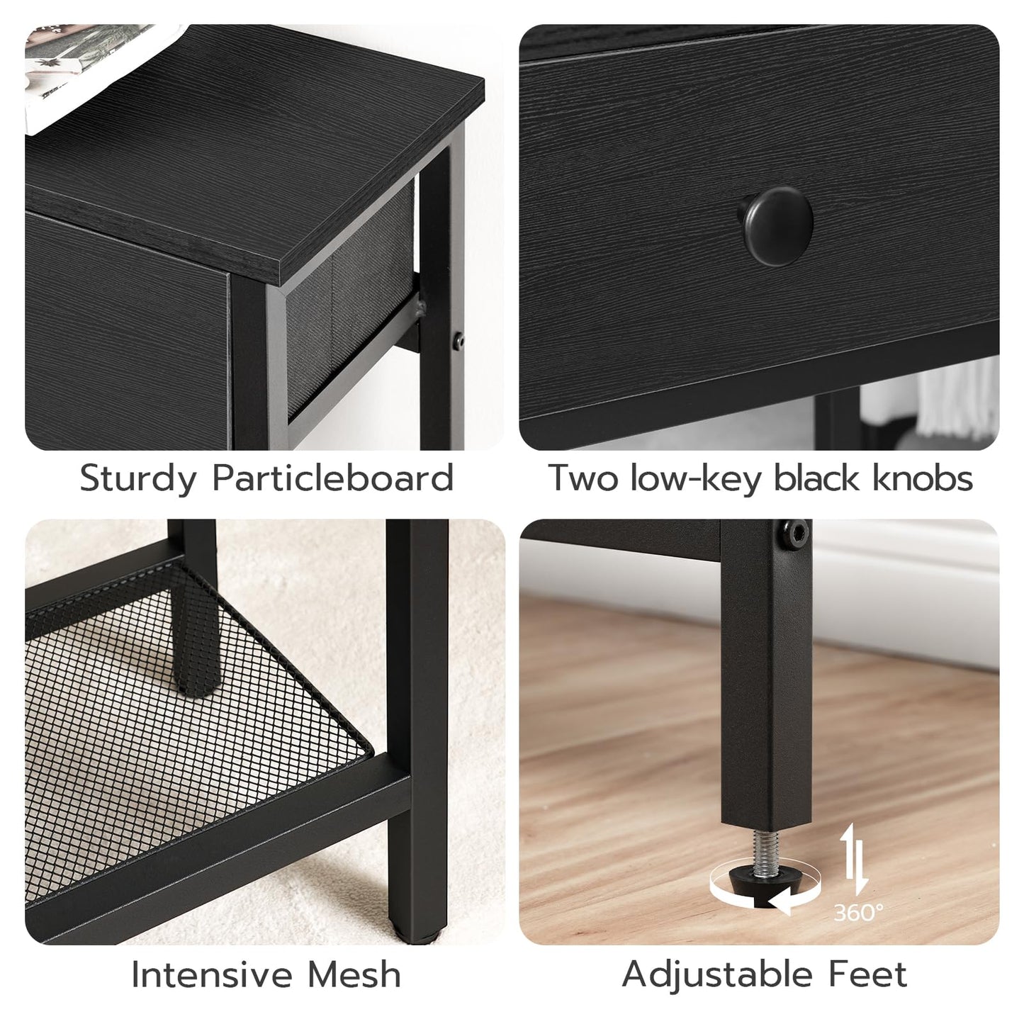 HOOBRO 29.5-inch 3-Tier Narrow Console Table with Drawers