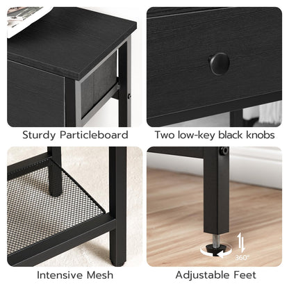 HOOBRO 29.5-inch 3-Tier Narrow Console Table with Drawers