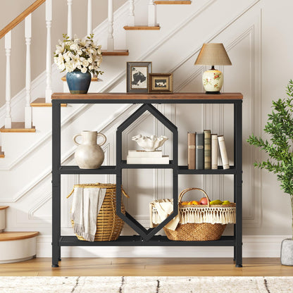 HOOBRO Console Table, Narrow Entryway Table, Behind Couch Table, Rustic