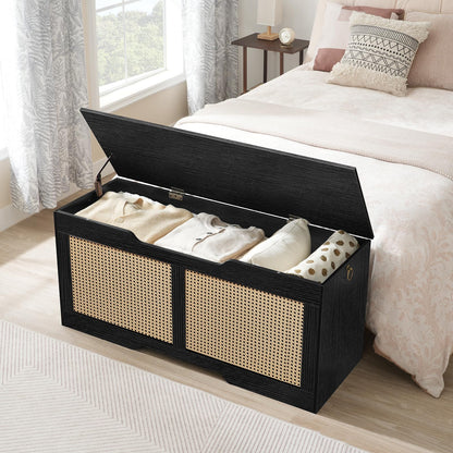 HOOBRO 43.3-inch Rattan Style Storage Bench & Toy Box