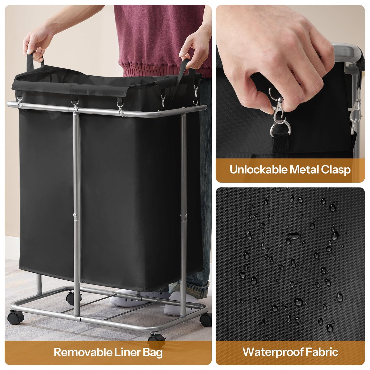 HOOBRO 170L(45 Gallons) Laundry Basket with Wheels