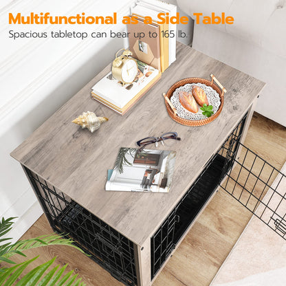HOOBRO 38.6-inch Wooden Large Dog Crate Furniture with Pull-out Tray