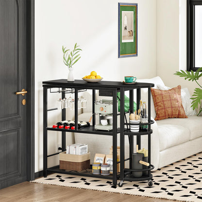HOOBRO 3-Tier L-Shaped Corner Bar Table with Charging Station