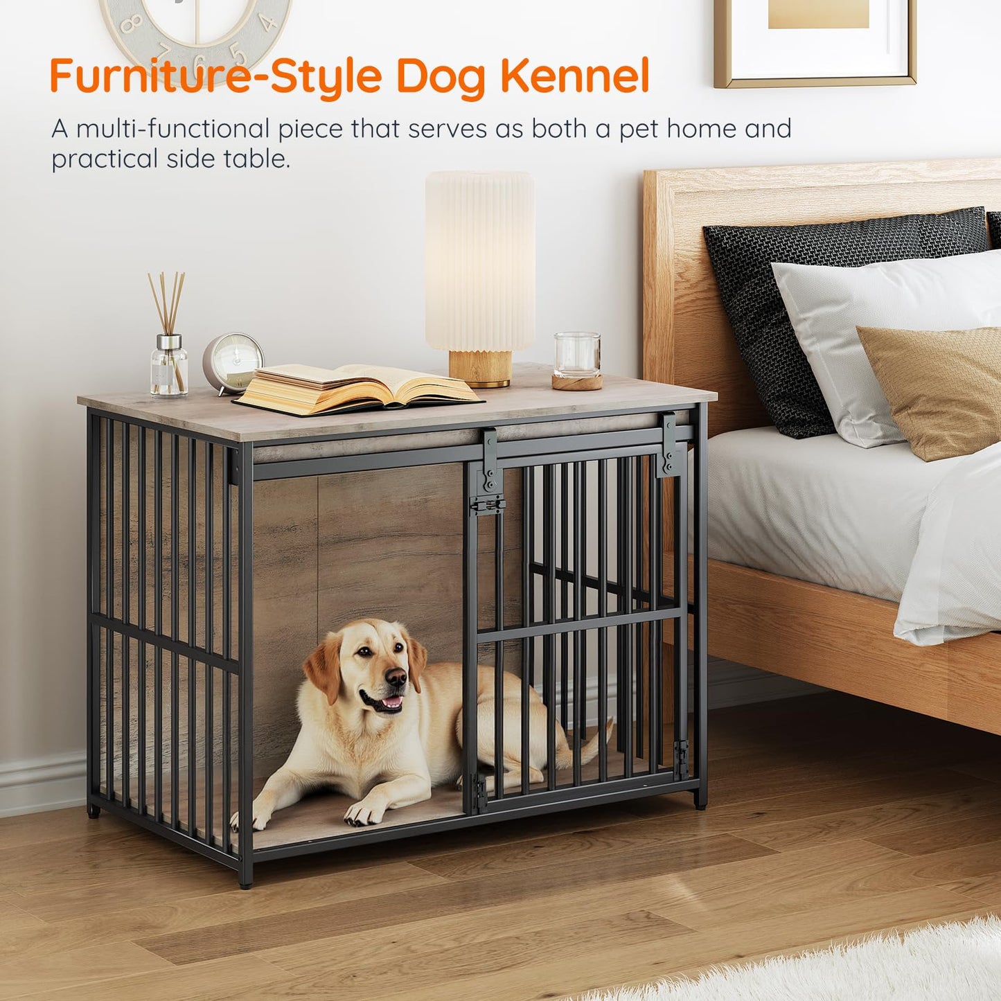 HOOBRO Dog Crate & Dog Kennel with Sliding Barn Door