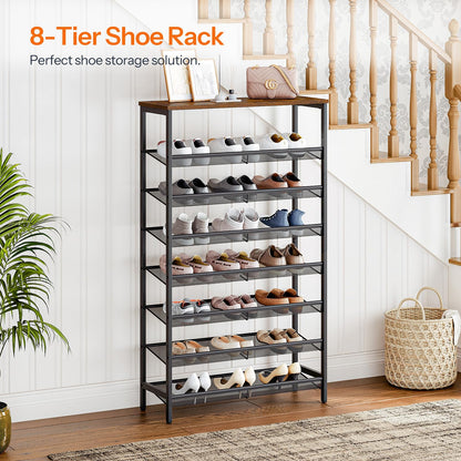 HOOBRO Retro Brown 29.5-inch 8-Layer Large Capacity Shoe Racks