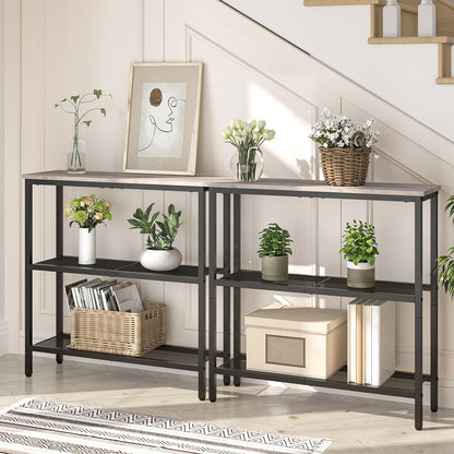 HOOBRO Greige 29.5-inch Three-Tier Narrow Entryway Table