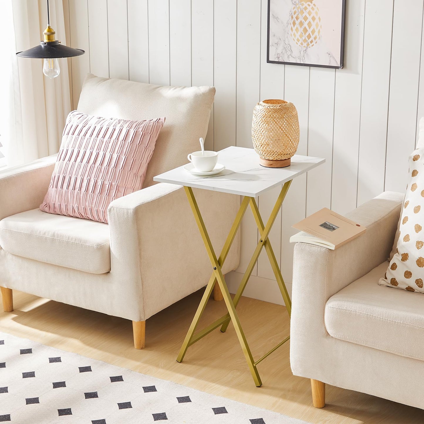 HOOBRO Folding TV Tray Table with Storage Rack / 4PICS