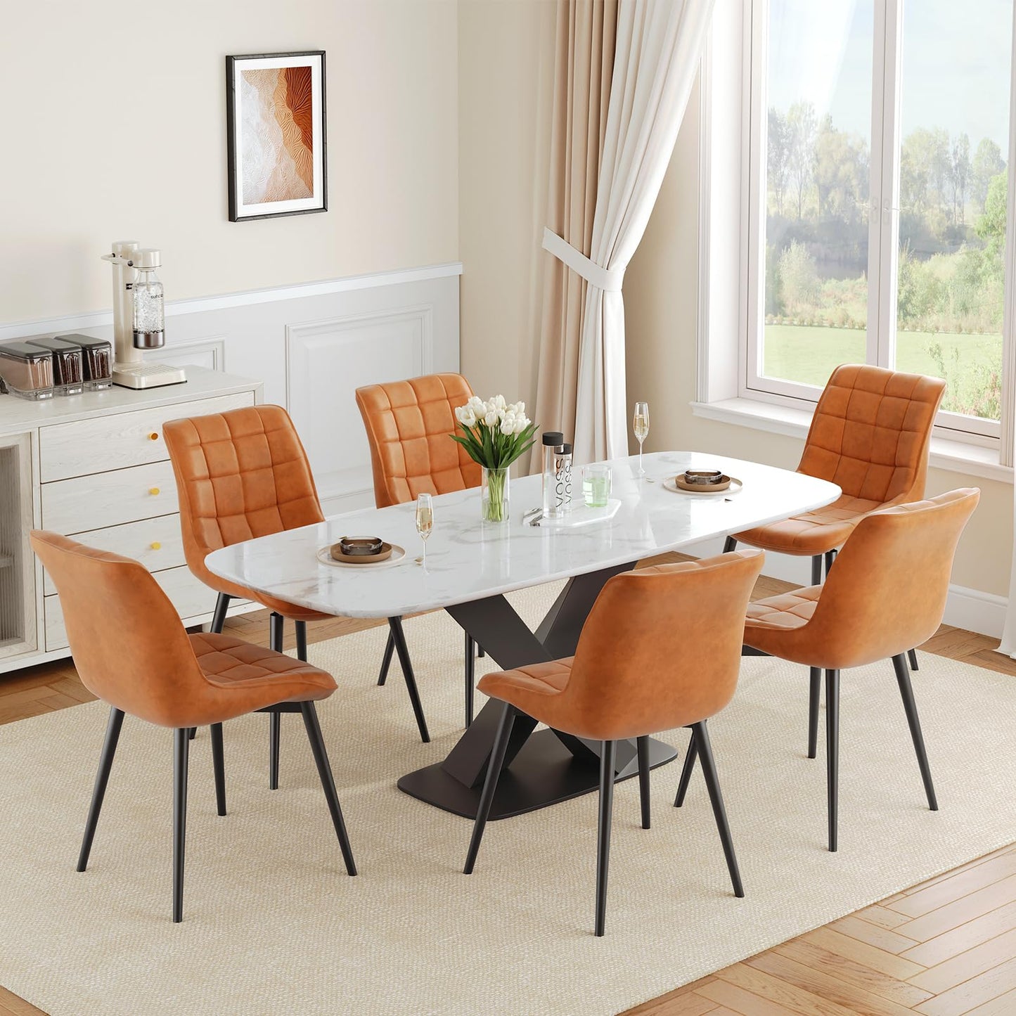 HOOBRO Modern Faux Leather Upholstered Dining Chair /2PICS