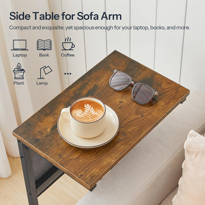 HOOBRO C Shaped End Table with Charging Station