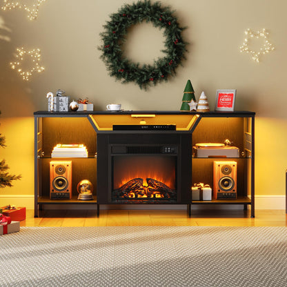 HOOBRO Fireplace TV Stand with LED Lights for TVs up to 65 Inch