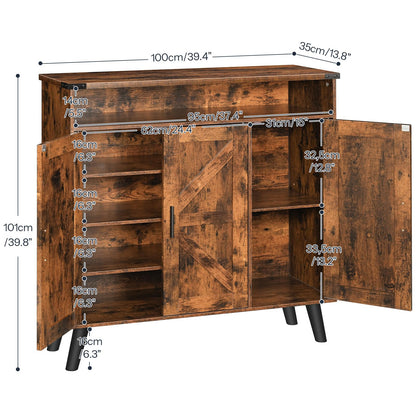 HOOBRO Entryway Wooden Shoe Storage Cabinet with 3 Doors
