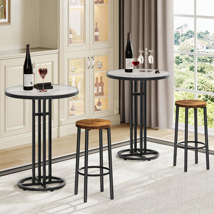 HOOBRO  23.6-inch Frosted Glass Round Bar Table & Pub Table with Iron Frame