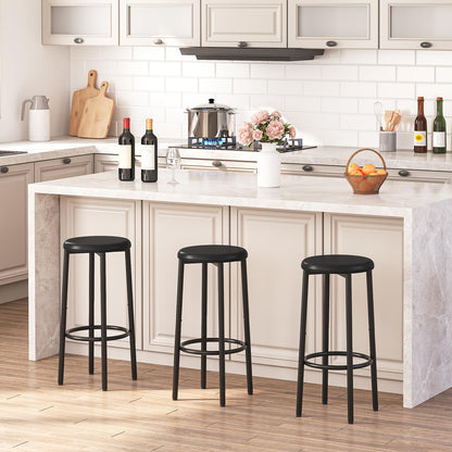 HOOBRO Black 25.6-inch PU Upholstered Bar Stool with Footrest /2PICS