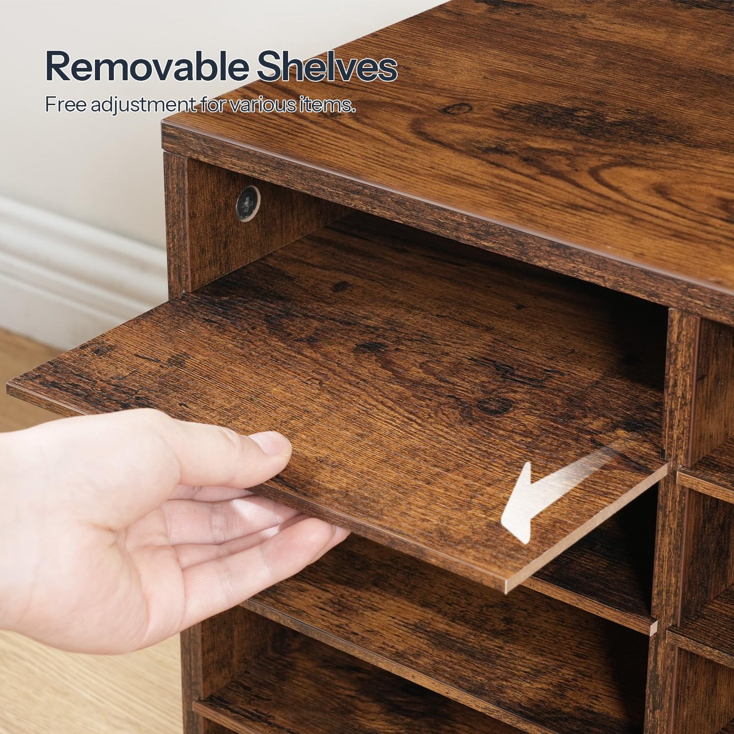 HOOBRO 36-Compartment Wooden Document Organizer with Adjustable Shelves