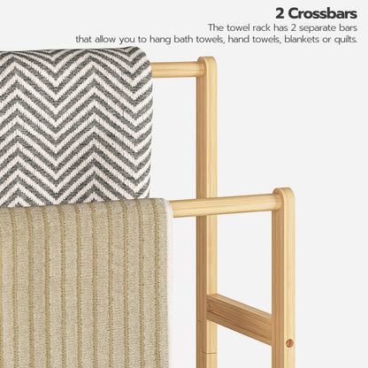 HOOBRO Double-Layer Freestanding Towel Rack with Storage Shelf