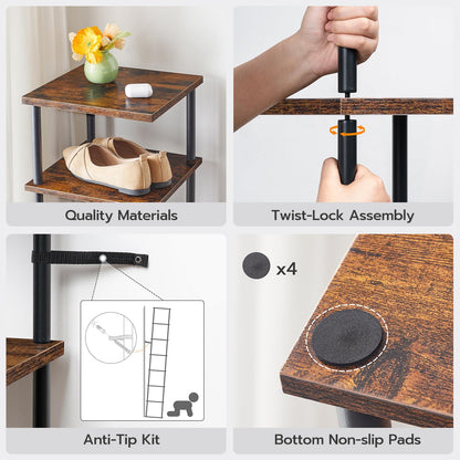 HOOBRO Retro Brown 8-Tier Standing Shoe Rack