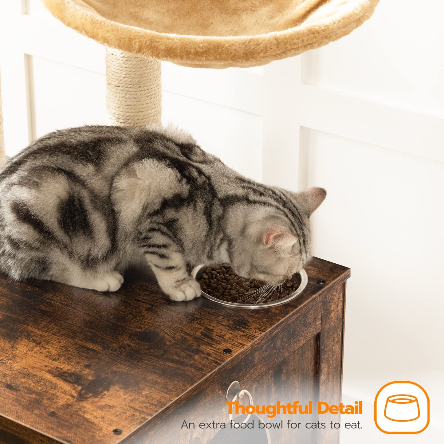 HOOBRO Cat Tree with Hidden Litter Box Enclosure & Scratching Posts