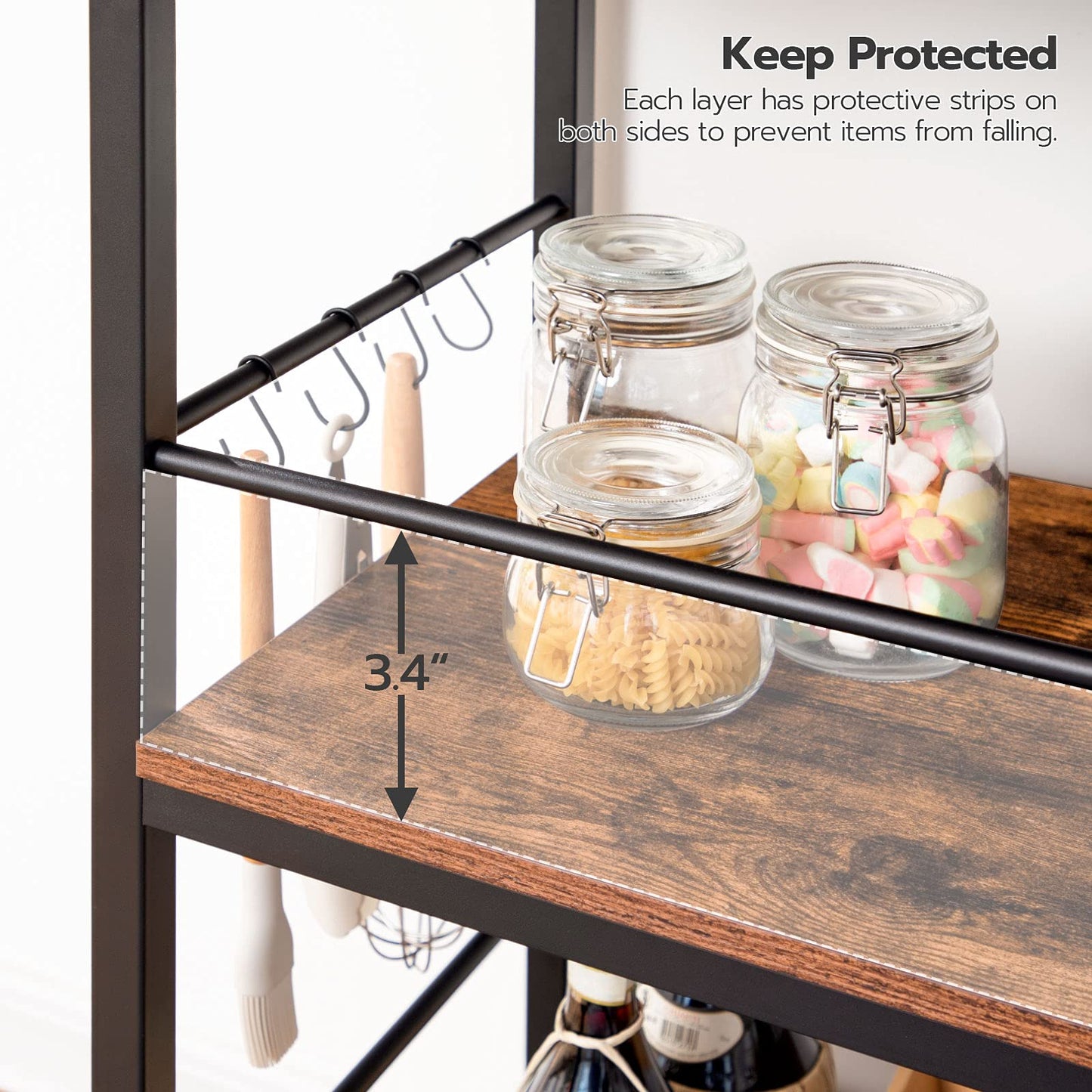 HOOBRO 3-Tier Kitchen Island with Storage