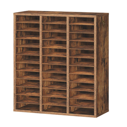 HOOBRO 36-Compartment Wooden Document Organizer with Adjustable Shelves