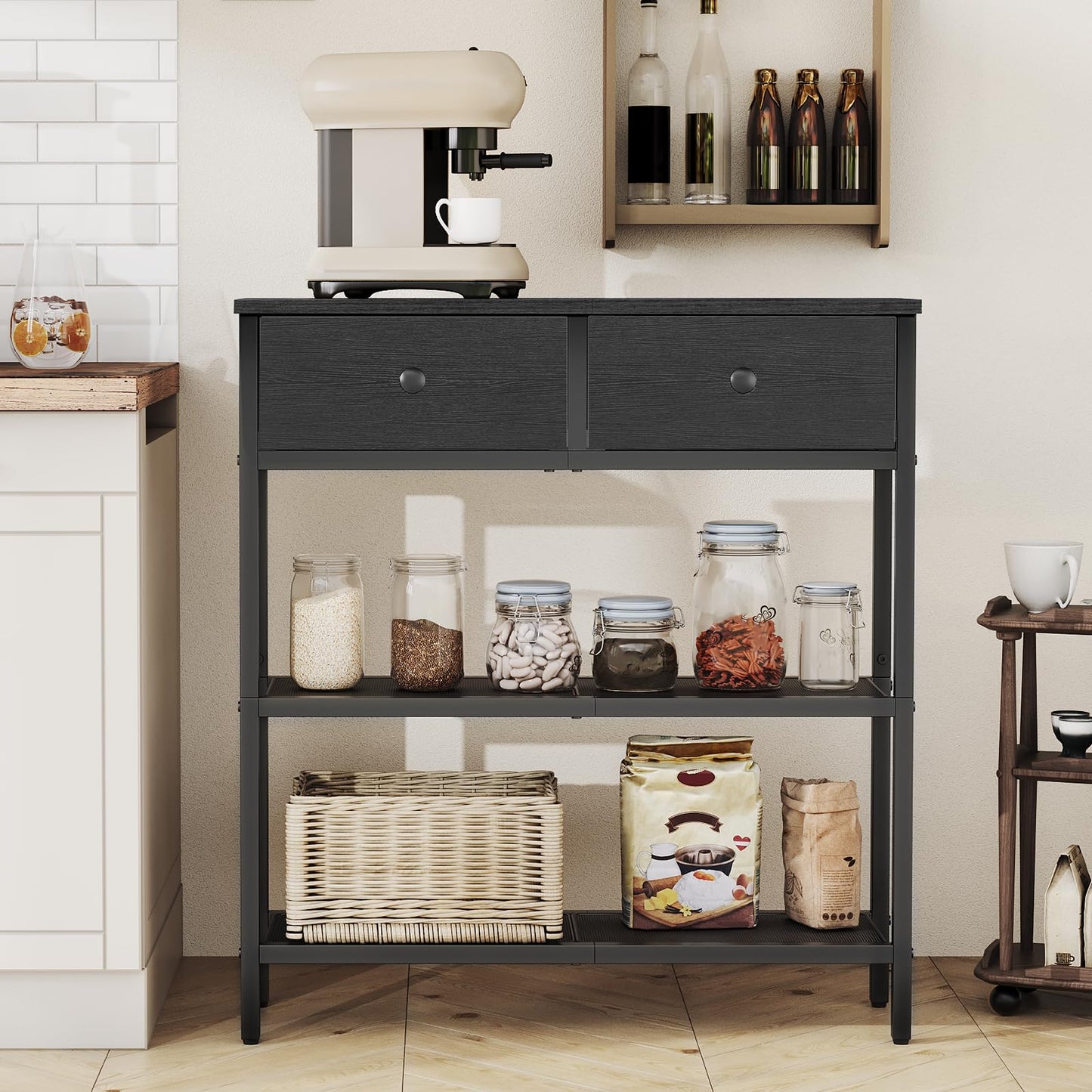 HOOBRO 29.5-inch 3-Tier Narrow Console Table with Drawers