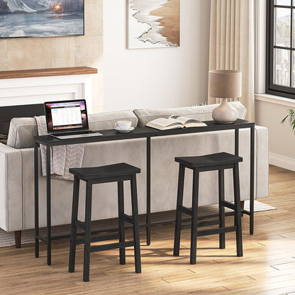 HOOBRO Black 26-inch Bamboo Bar Stool with Footrest /2PICS