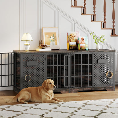 HOOBRO 71 Inch Dog Kennel Furniture Indoor as TV Stand