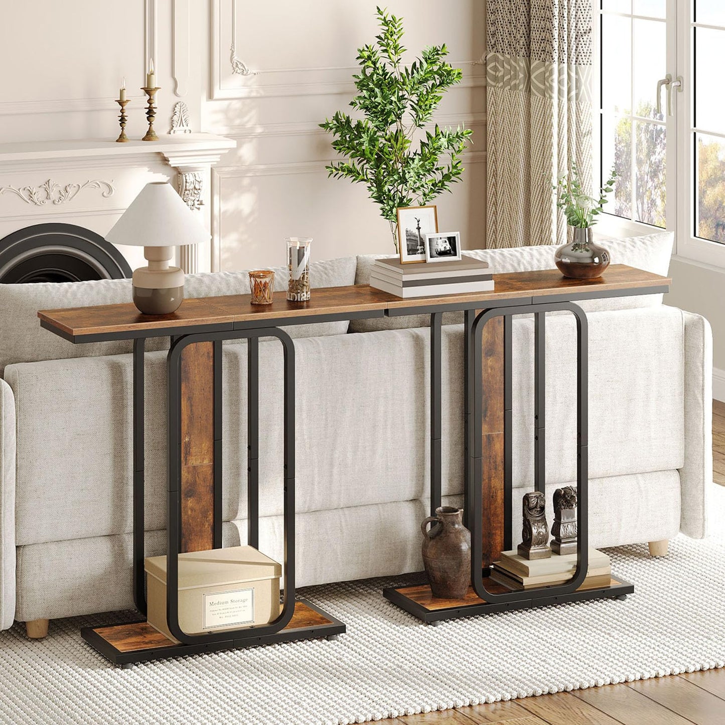 HOOBRO 2-Tier Narrow Console Table for Entryway