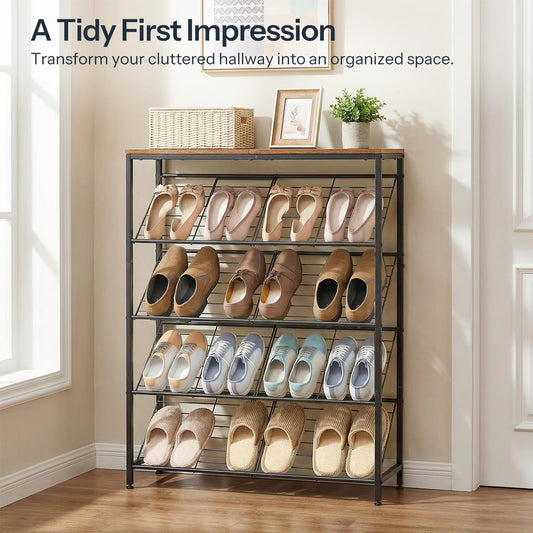 HOOBRO 5-Tier Shoe Rack Organizer Holds up to 12-16 Pairs of Shoes