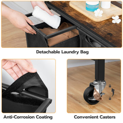 HOOBRO 3 x 11.5 Gallon (43.5 Liters) Wheeled Laundry Basket with Removable Oxford Cloth Laundry Bag