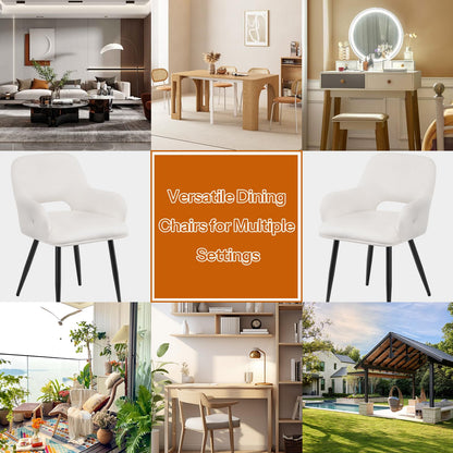 HOOBRO Beige Modern Upholstered Dining Chair with Soft Armrests / 2PICS