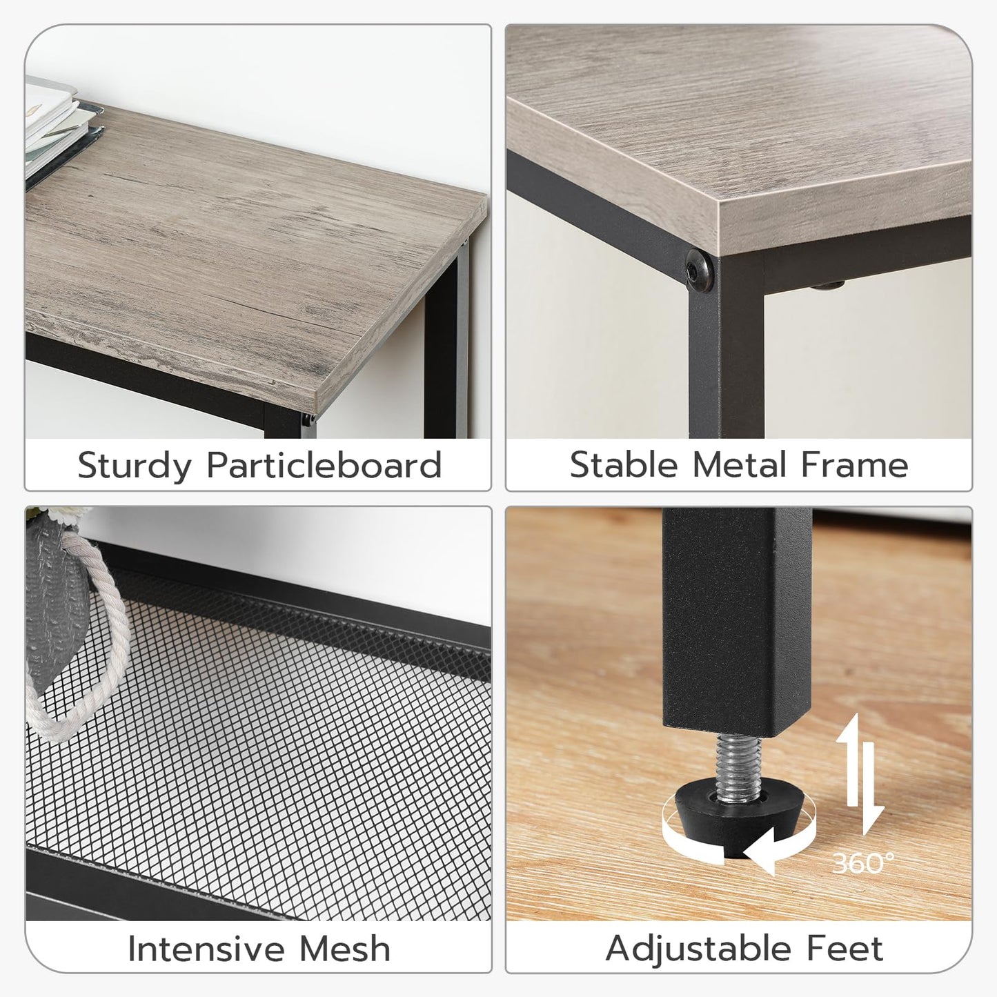 HOOBRO Greige 29.5-inch Three-Tier Narrow Entryway Table