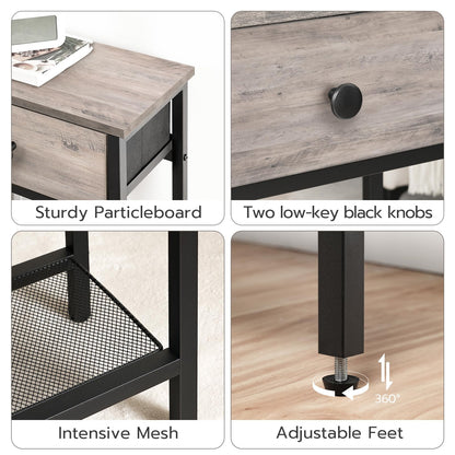 HOOBRO 29.5-inch Narrow Console Table with 2 Fabric Drawers & 3-Shelf Storage